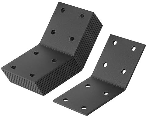 10 Stück 6,4 cm bündige Innenwinkel, 45 Grad Winkelverbinder, Stahlverbindungsplatte, Stahlgelenk, Holzverbinder für Stoßpfosten und Balken, Befestigung von Möbeln, Dicke 3 mm