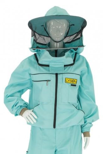LYSON Imkerjacke mit Hut Imkerbluse Schutz vor Mücken und Insekten sportlicher Style – Imkerbekleidung Schutz vor Bienen Insekten Imkereibedarf Türkis Größe XXL