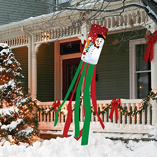 Generisch Weihnachten Windsäcke Deko, Schneemann Weihnachtsmann Windsack, Windrohr-Flagge -Banner Outdoor-Dekoration, Hängender Windsack Flagge, Weihnachtsdekoration (A)