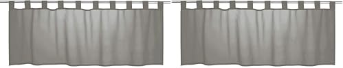Elbersdrucke Bistrogardine Basic 07 grau transparent 48x140 cm Scheibengardine Kurzgardine für Küche Küchenfenster Sichtschutz Privatsphäre 198466 (Packung mit 2)
