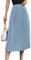 seiveini Damen Plisseerock Länge Elegant Plissee-Maxirock Elastische Taille Chiffon Langer Faltenrock Elastischer Bund für Frühling Sommer Herbst Rock Lang 90cm Einfarbig Vintage A Hellblau L