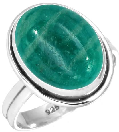 Jeweloporium Grün Real Russischer Amazonit 925 Silber Ringe für Damen mit Stein viktorianisch Silber Ringe Größe 56(17.8) Neujahr Geschenk Handgefertigt Schmuck