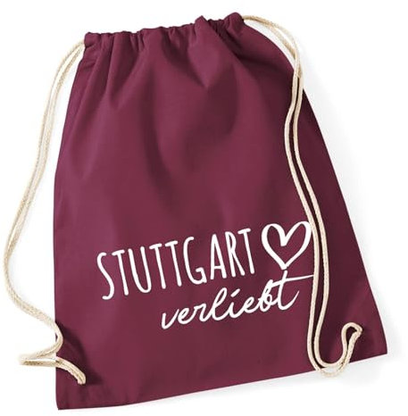 Huuraa Sporttasche Stuttgart verliebt Geschenk 12 Liter Burgundy Baumwolle Stuttgart Überraschung