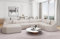 Wohnlandschaft Cabrera U Form Stoffsofa Sofa in Strukturstoff Designersofa Webstoff (Beige, Ottomane Links)