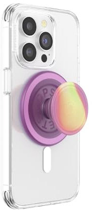 PopSockets Phone Grip for MagSafe with Kickstand, Magnetic Stand, Swappable Top, Secure Hold for iPhone MagSafe Cases, Phone & Tablet Grip - Aurange Translucent