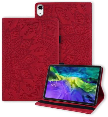 Vaitasy Funda iPad 10th Generation 2022 iPad 10.9 Pulgadas Carcasa Multiángulo Soporte Cover con Auto Sueño/Estela para iPad 10 Generation iPad 10.9 - Mandala Rojo
