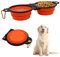 Bols Portable Pliable pour Chien, 2 in 1 Gamelle de Voyage pour Chien Extensible en Silicone avec Boucle d'Accrochage pour Les Promenades Randonnée et Les Camping
