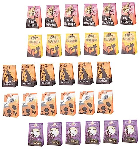 COLLBATH 30St Halloween-Süßigkeitsbeutel Aufbewahrungsbehälter für Süßigkeiten Cartoon-Aufkleber Halloween geschenktüten Halloween Keksbehälter zum Verschenken Halloween-Kekstüte