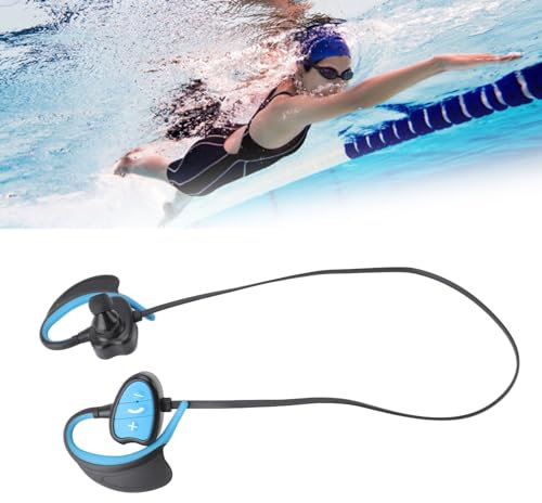 Jiawu Cuffie da Nuoto IPX8 Impermeabili, Auricolari In-ear Bluetooth 5.0, Cuffie Sportive per Nuoto, Corsa e Ciclismo (Blue)