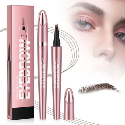 Crayon à Sourcil Magique 3D Imperméable Avec 4 Pointes de Fourchette, Micro Brow Pencil, Crayon à Sourcils Crée Sans Effort des Sourcils d'apparence Naturelle (2#-Marron foncé)