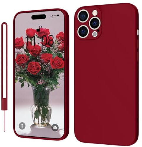 KPPIT for iPhone 14 Pro case,Silicone Case,Ultra Slim Soft Gel Anti-Scratch,Microfiber Lining,Rubber Shockproof Case Cover iPhone 14 Pro 6.1 inch,Wine Red