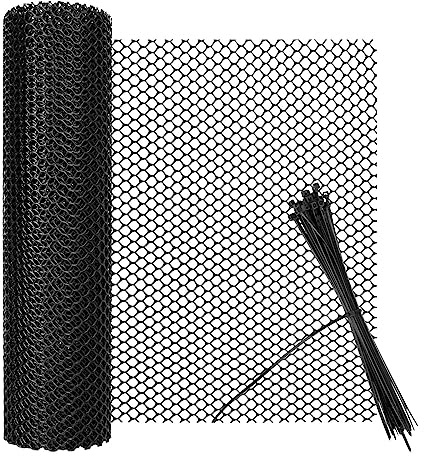 Chicken Wire Mesh Roll Plastic Mesh Fencing 3mm Hole Garden Fencing Mesh Fence Netting Poultry Breeding Netting Temporary Fencing for Yard Garden Balcony (Black, 40cm×3m)