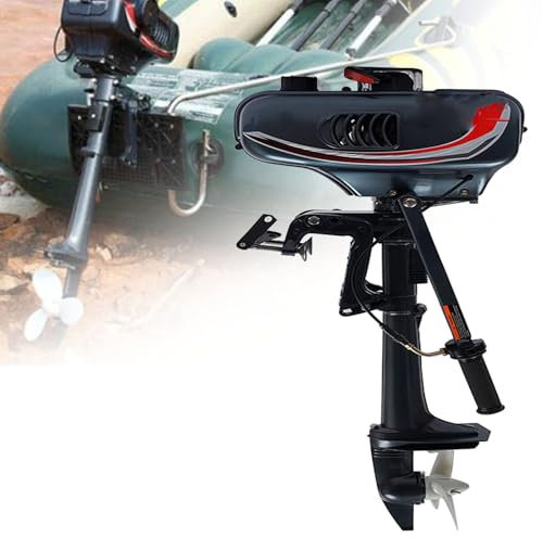 RSPPPJQ Außenbordmotor 3,5 PS Angelbootmotor, 2-Takt CDI-Zündsystem for kleine Wasserfahrzeuge, Kajaks, Kanus, Jollen, Schlauchboote, 360°-Lenkung