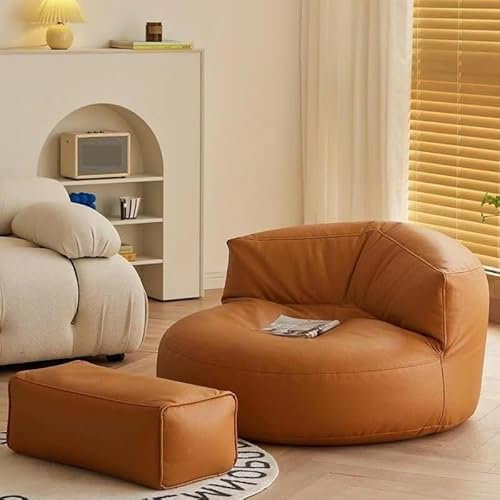 FYDZ Ledercouch mit gebogenem Design, perfekt für moderne Wohnräume (Orange, Sofa + Bank)