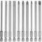 HARFINGTON 10pcs Screwdriver Bit Set SL4/5/6 H3/4/5/6 PH2(4.5/5.0/6.0) S2 Steel 1/4 Hex Shank 4 Length Magnetic Slotted Flat Phillips Cross Hex Head Power Drill Bits