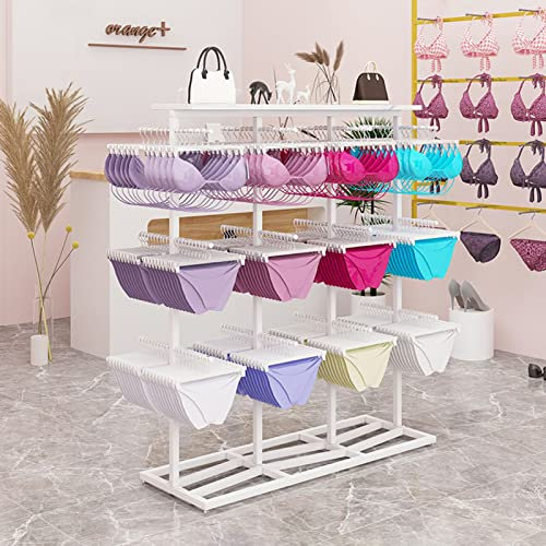 Kommerzieller bodenstehender Präsentationsständer für Unterwäsche, moderner Präsentationsständer für BHs, Shorts und Socken im Einzelhandel für Bekleidungsgeschäfte, doppelseitiges Regal mit Abla