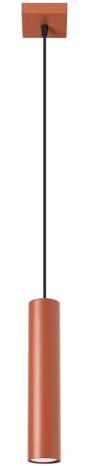 SOLLUX lighting Hängelampe Pendelleuchte Hängeleuchte Deckenlampe Lampe Decke Stahl 1 Flammig 8 x 8 x 118 cm Ockerrot Lagos