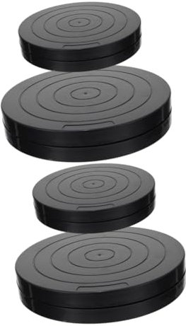 STOBOK 2 Set Piatto Girevole in Ceramica Cavalletti da Lavoro Giradischi Scultura in Argilla Supporto per Decorare Torte Banco da Lavoro Rotante Vassoio Rotante Plastica Black 2 Pezzi * 2