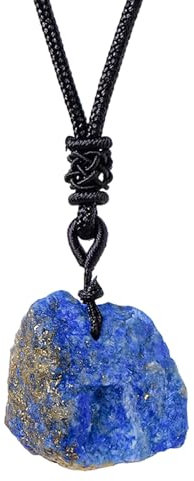 Lazuli-Rohsteinanhänger – modische Kristallkette, handgewebter Anhänger, Energiekette mit Taschenkristallturm | Mineraliensammlungsdekoration. Blaue Sammlersteinkette, Schmuck für den Alltag