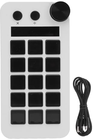 Vikye Studio Controller mit 15 Schlüsseln, Verwalten Sie Ihre Streams Mühelos mit Abkürzungen für Mehrere Programme, Anpassbare Layouts und Taktiles Feedback (White)