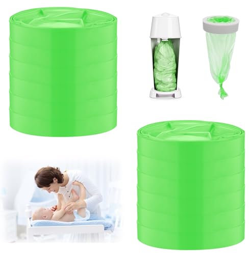 BUTBU 12 Piezas Recambios Cubos de Pañales, Bolsa de Relleno para Papelera Pañales Bebe, RECAMBIOS Papelera Pañales ORIGINALES, Fuerte Compatibilidad, Instalación sin Complicaciones, Verde