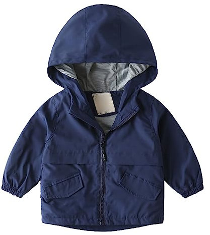 BOTCAM Veste coupe-vent légère et doublée pour et avec capuche - Vêtement bébé garçon, Marine, 4-5 ans