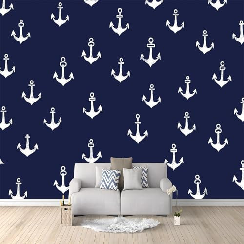 WHUOEUCO Papier Peint Panoramique Icône Bleu Marine 400x280 cm Poster Geant Mural, Papier Peint Intissé Mural pour Chambre Salon Canapé TV Fond Décoration Murale