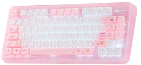 KiiBoom Phantom81 Lite – Mechanische Tastatur mit 75%-Dichtungen, VIA | Drahtlose Gaming-Tastatur mit 3 Modi, 4000-mAh-Akku, RGB, weiche Tastenkappen, Hot-Swap-fähig für Win/Mac/Linux (Rosa)