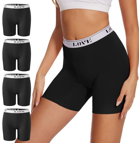 POKARLA Womens Boxer Briefs Underwear High Waisted Modal Boyshorts