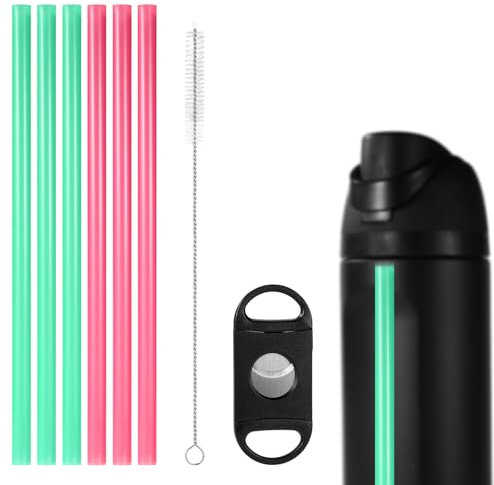6pcs Straw Replacement for Owala FreeSip, Reusable Silicone Water Bottle Straw Compatible with Owala FreeSip Insulated Water Bottles 14 oz 19 oz 24 oz 32 oz 40 oz (White, Pink, Cyan)
