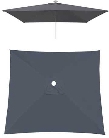 3x3m 2x3m 2x2m Déporté Carré Dessus De Parapluie De Remplacement En Polyester, 4/6/8 Baleines, Grand Rectangulaire Housse Toile De Parasol Déporté Rechange, Imperméable Protection UV 30+(Greys,3X3m)