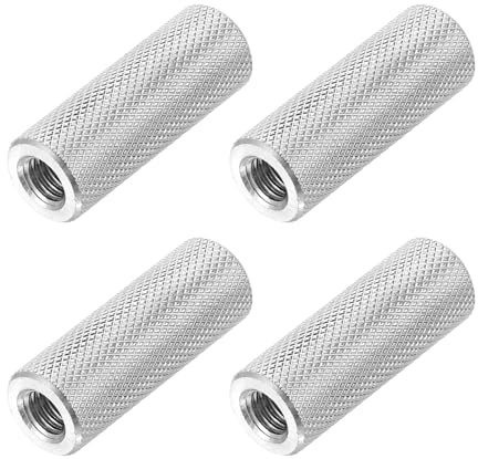 PATIKIL M8 Round Connector Nuts, 4 Pcs 0.55OD x 1.57H 304 Stainless Steel Round Knurled Thumb Coupling Nut Sleeve Threaded Rod Bar Stud Tube Hardware Fastener for Camera Lamp Bracket