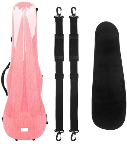 Custodia per violino Custodia for violino 4/4 in fibra di carbonio, rigida, leggera, triangolare, con igrometro, valigetta for il trasporto, custodia for(Pink)
