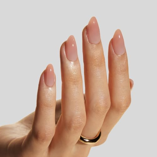 LAMIMOSA 32Pcs Press On Nails Short Almond – Nude False Nails with Glue, Soft Gel Stick On Nails kit in 16 Sizes, Reusable Fake Nails, Nuetral Glue On Nails, BARELY NUDE ALMOND
