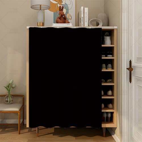 Fasbuy Schrankvorhang mit Klett, Schrank Vorhang Küche für Regal Selbstklebend Privatsphäre Schrankgardine - Kein Bohren erforderlich für Küche, Kleiderschrank, Kommode (Schwarz,H80x80cm)