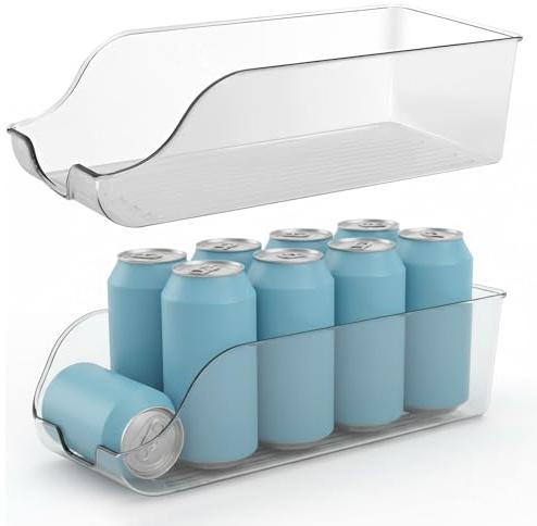 NYHWBI 2 PCS Food and Drink Can Organizer, Fridge Can Dispenser Automatic PET Transparent Fridge Organisers Self Fridge Storage for Storage and Organization