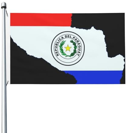 Bandera de Paraguay de 3x5 pies, bandera de doble cara para exteriores con 2 ojales de latón, ideal para decoración de patios y jardines.