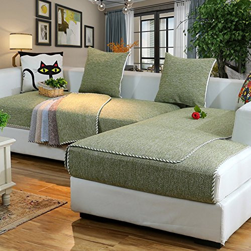 YANGYAYA Abschnittal Sofa Decken,Sofa-Handtuch abdeckungen,Sofa-Protector-Baumwoll-leinen Anti-rutsch dekorative Sofa Cover werfen setzt für Wohnzimmer kissenhülle-Grün 70x150cm(28x59inch)(1PCS)