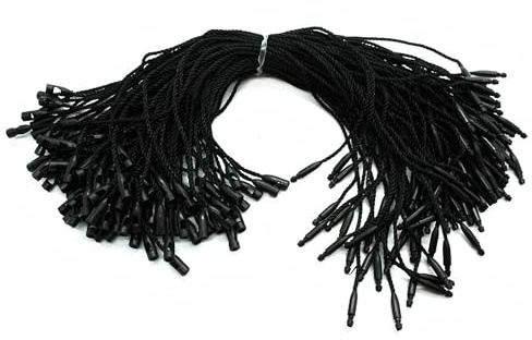 Weddecor Black Nylon String Hang Tags, Snap Lock, 500pcs, 7 inches | Pin Loop Price Tag Fastener, Easy & Fast to Attach Labels and Security Tags for Gifts, Clothing, Luggage & Craft Accessories