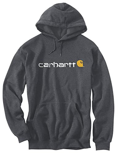 Carhartt Signature Logo Sweatshirt, Sudadera Hombre, Gris Carbón Jaspeado, S