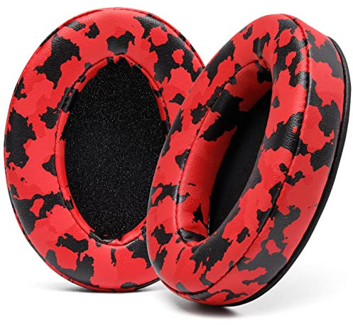 WC PadZ - The Ultimate Upgraded Earpads by Wicked Cushions - Compatible With Audio Technica, HyperX, SteelSeries Arctis & More - Extra Thick - Bigger Opening - Softer Memory Foam | Red Camo