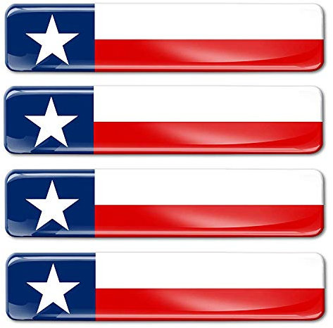 Biomar Labs® 4 x Aufkleber 3D Gel Silikon Stickers Texas USA Texanischem Flagge Fahne Flag Autoaufkleber F 24