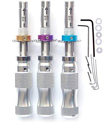 Loboo Idea 3 Piece Tubular Lock Pick Set,7 Pins Adjustable Tubular Lock Pick Tools, HUK Lockpick Tubular Key Pick, Tubular Lockpicking Set (7.00MM 7.5MM 7.8MM)