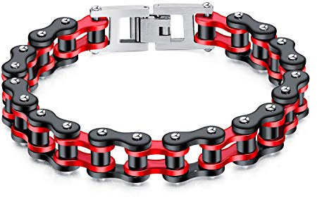 bigsoho Edelstahl Armband Biker Fahrradkette Gliederarmband Männer Herren Schmuck 11mm breit