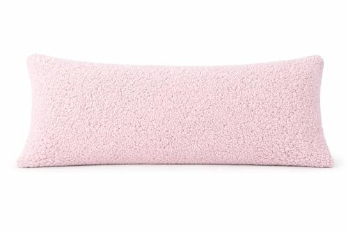 Reafort Ultra Soft Sherpa Body Pillow Cover/Case with Zipper Closure 21x54 (Pink, 21X54 Pillow Cover)