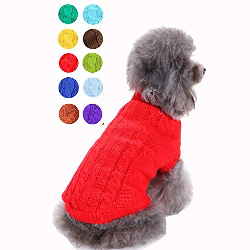 Hundepullover, Warmer Haustierpullover, Katzenpullover Hund Sweatshirt Kleidung Mantel Bekleidung für kleine Hunde & Kätzchen (Rot, XXS)