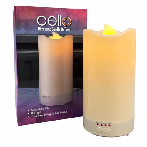 Cello Realistic Candle Ultrasonic Aromatherapy Diffuser | Oil Diffuser And Humidifier With Auto Shut-Off | LED Lamp Candle Electronic | To Pair With Essential Oils