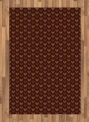 ABAKUHAUS Zimt Teppich, Weizen Illustration Brown, Deko-Teppich Digitaldruck, Färben mit langfristigen Halt, 120 x 180 cm, Seal Brown Mustard