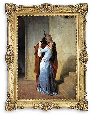 Wunderschönes Gemälde 70x90 cm Künstler F. Hayez *Der Kuss - Il bacio * Bild Bilder Barock Rahmen Antik Repro hochwertige Kunstreproduktion 58B