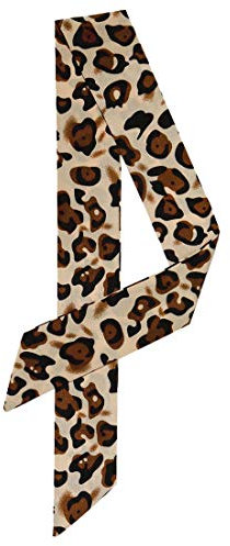 sourcing map Damen Skinny Scarf Dünne Lange Hals Schal Mode Leopard Stirnband Halstuch Beige 88 x 5cm